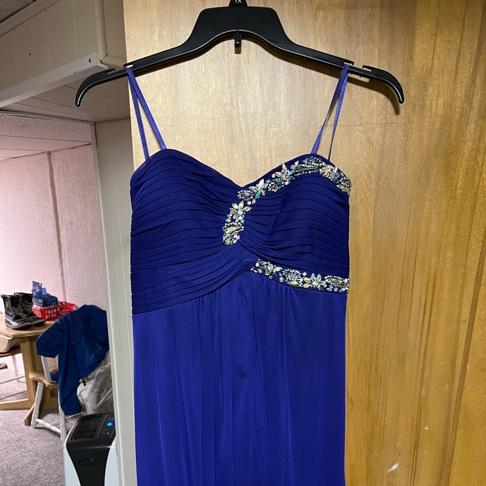 Royal purple shirt length prom dress!